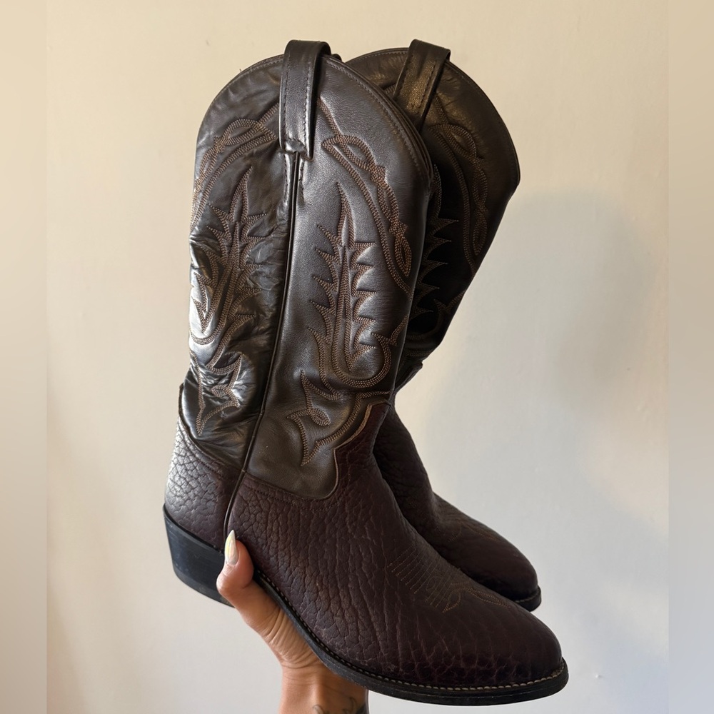 Tony Lama Tan and Brown Leather Boots